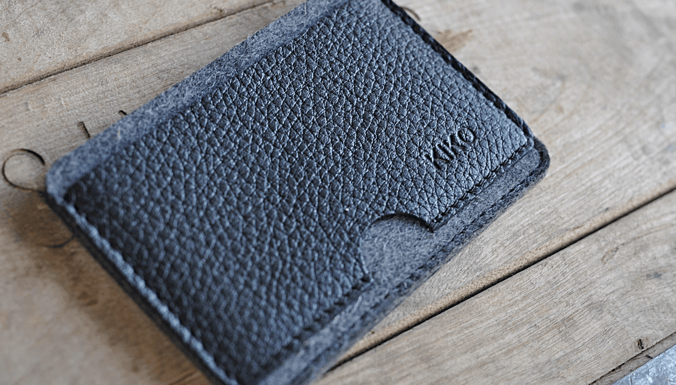 KIKO Leather USA Wool Felt & Vegetable Tanned Cowhide Combo Card Case Wallet 1pc - LMCHING Group Limited