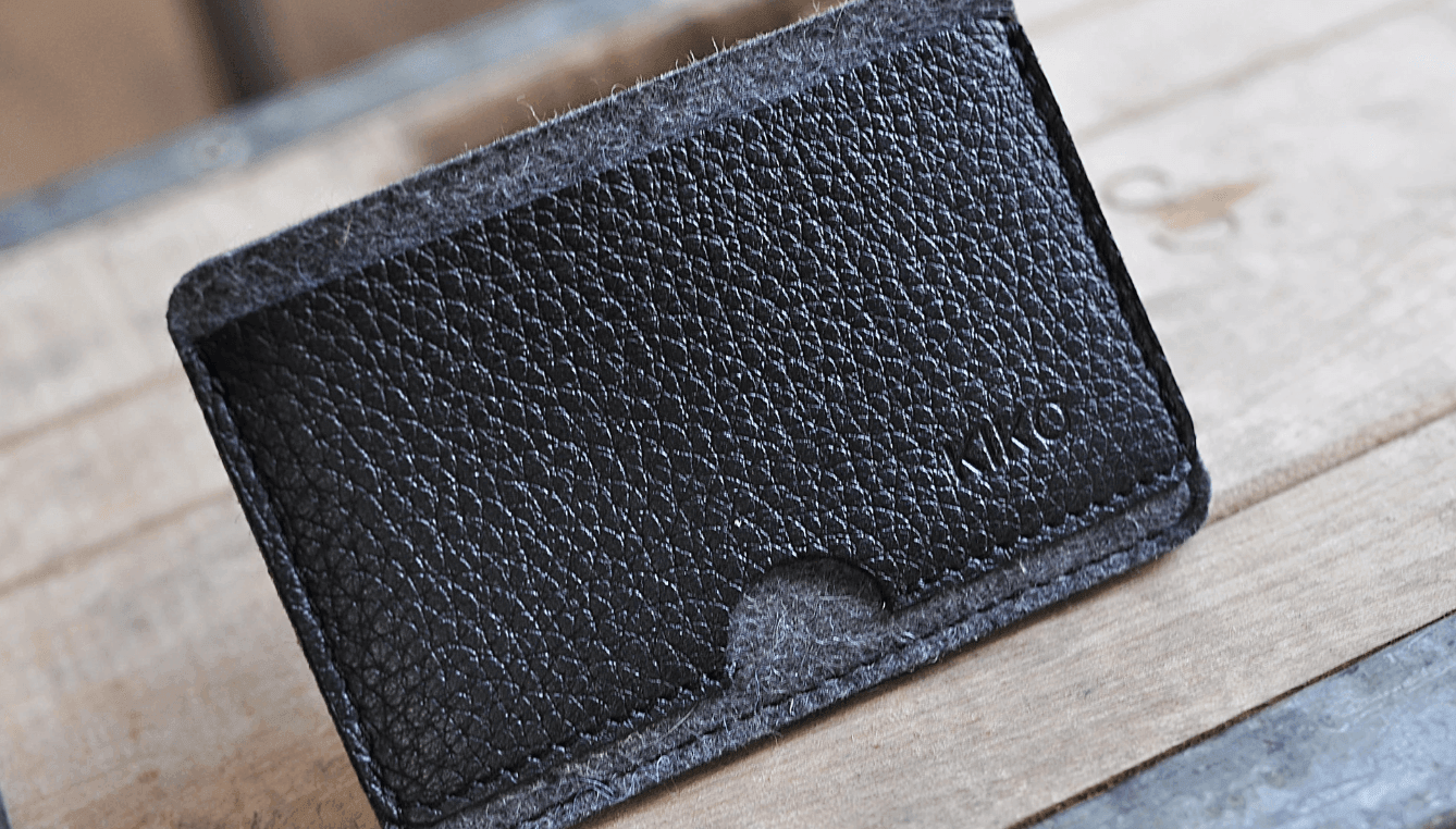 KIKO Leather USA Wool Felt & Vegetable Tanned Cowhide Combo Card Case Wallet 1pc - LMCHING Group Limited