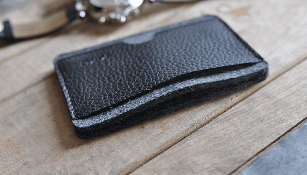 KIKO Leather USA Wool Felt & Vegetable Tanned Cowhide Combo Card Case Wallet 1pc - LMCHING Group Limited