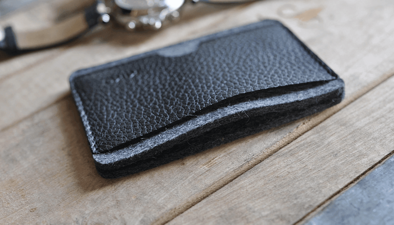 KIKO Leather USA Wool Felt & Vegetable Tanned Cowhide Combo Card Case Wallet 1pc - LMCHING Group Limited