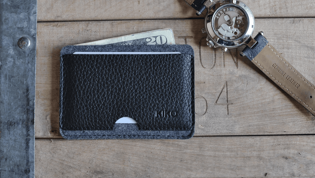 KIKO Leather USA Wool Felt & Vegetable Tanned Cowhide Combo Card Case Wallet 1pc - LMCHING Group Limited