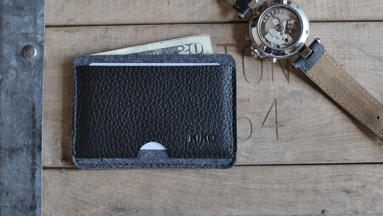 KIKO Leather USA Wool Felt & Vegetable Tanned Cowhide Combo Card Case Wallet 1pc - LMCHING Group Limited