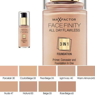 MAX FACTOR Facefinity All Day Flawless 3 In 1 Foundation SPF 20 (4 Colors) 30ml - LMCHING Group Limited