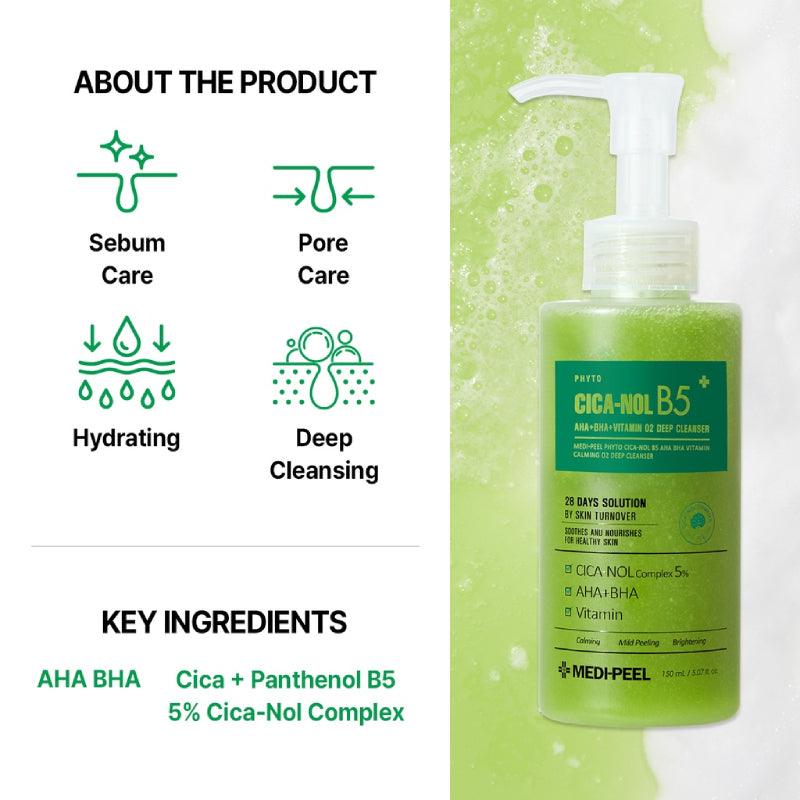 MEDIPEEL Phyto Cica-Nol B5 Aha Bha Vitamin Calming O2 Deep Cleanser 150ml - LMCHING Group Limited