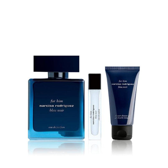 Bleu Noir Men 3.3oz EDP Spray, 1.6oz Shower Gel,10ml EDP Spray 3 Pc Gift  Set Scent