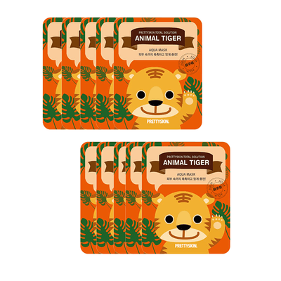 Pretty skin Total Solution Animal Tiger Aqua Mask 25g x 10