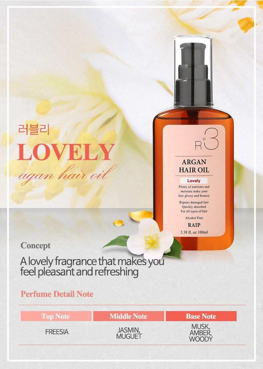 RAIP R3 Argan Lovely Deep Moist Hair Oil (Freesia Flavor) 100ml - LMCHING Group Limited