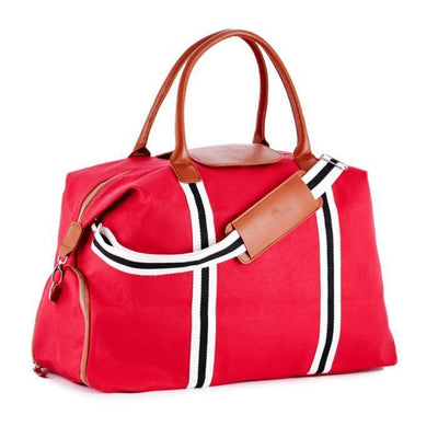 SAINT MANIERO 德國 手工環保純素皮革 大容量防水防污 手提行李袋 (紅色) 1個