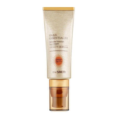 the SAEM Snail Essential EX Wrinkle Solution Protector solar SPF50+ PA++++ 40ml