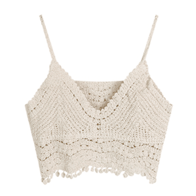 V-Neck Apricot Knitted Camisole 1pc