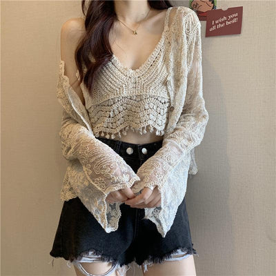 V-Neck Apricot Knitted Camisole 1pc - LMCHING Group Limited