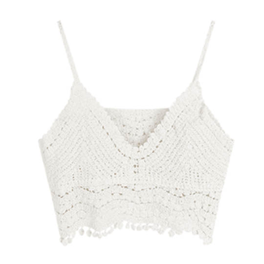 V-Neck White Knitted Camisole 1pc - LMCHING Group Limited