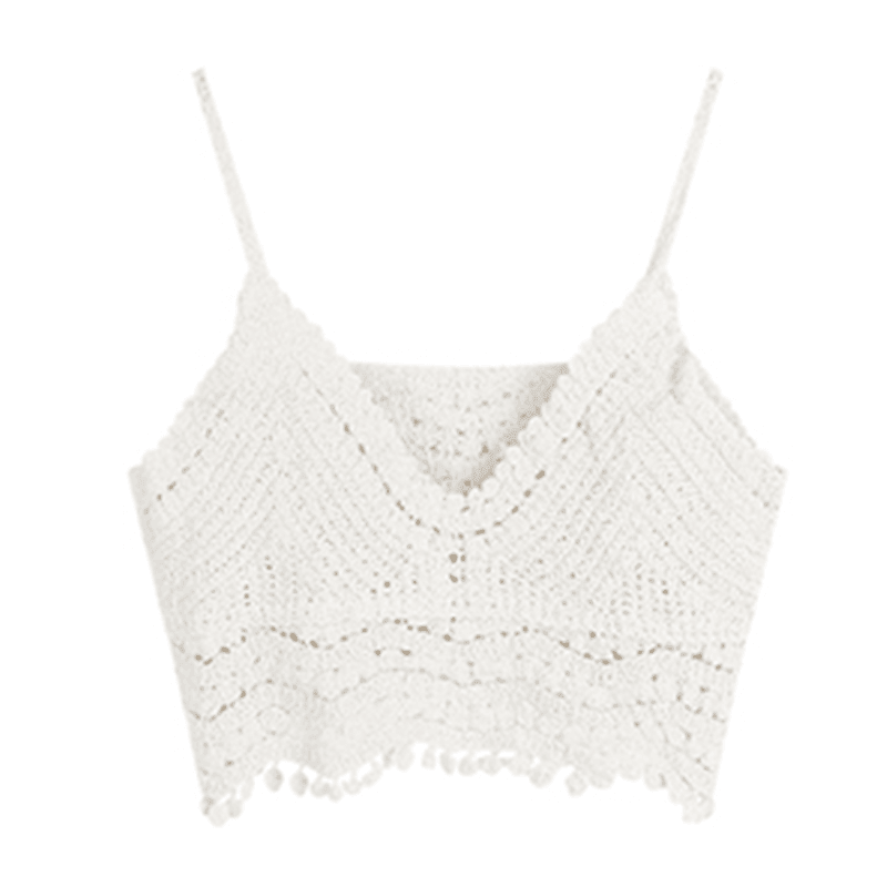 V-Neck White Knitted Camisole 1pc - LMCHING Group Limited