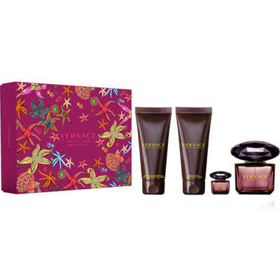 Versace Crystal Noir 4pcs Gift Box Set (EDT 90ml+ 5ml + Shower Gel 100ml + Body Lotion 100ml)