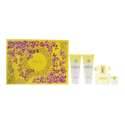 Versace ชุดกล่องของขวัญ Yellow Diamond 4 ชิ้น (EDT 90ml + 5ml + เจลอาบน้ำ 100ml + โลชั่นบำรุงผิว 100ml)