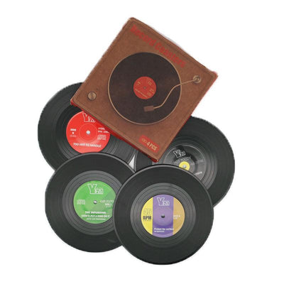 Sous-verre disque phonographique vintage 4 unités